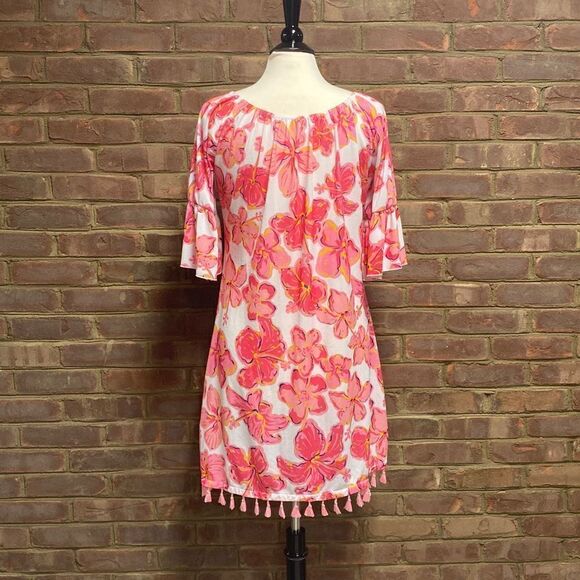 Simply Southern Floral 3/4 Sleeve Fringe Dress Size Large - Picture 5 of 8